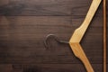 Clothing hanger on brown table