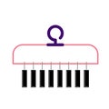 Clothing hanger and piano keys illustration