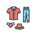 Color illustration icon for Clothing, man wear and garb