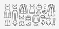 Clothing icon set in linear style. Shopping, fashion vector illustration