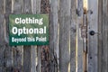 Clothing Optional Beyond this Point Sign Royalty Free Stock Photo