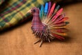 clothing pin turkey on a craft paper Royalty Free Stock Photo