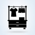 Clothing rail with hangers. Editable thin stroke clothes rack icon. flat style trend modern design vector illustration