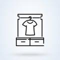 Clothing rail with hangers. Editable thin stroke clothes rack icon. Linear style trend modern design vector illustration