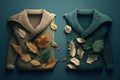 Clothing recycling. Used clothes. Ecological and sustainable fashion. sleeves of autumn woolen sweaters. reduce waste concept.