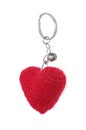 Clothing red heart key chain isolated on white Royalty Free Stock Photo