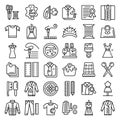 Clothing repair icons set, outline style