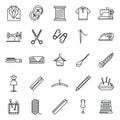 Clothing repair icons set outline vector. Cloth making