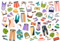Clothing, shoes, accessories vector set for summer Royalty Free Stock Photo