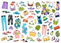 Clothing, shoes, accessories vector set for summer Royalty Free Stock Photo