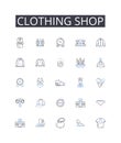 Clothing shop line icons collection. Progress, Advancement, Development, Improvement, Expansion, Strengthening