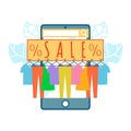 Clothing Shop Sale in App Vector Illustration