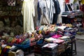 Clothing shop at a traditional Moroccan market, souk, in Marrakech. Morocco, Africa Royalty Free Stock Photo