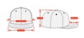 Clothing size chart vector illustration Baseball cap