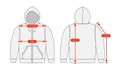 Clothing size chart vector illustration Sweat parka shirt