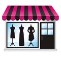 Clothing store. Cute women clothing store. Vector illustration.