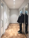 Clothing store, dressing room with lifeless mannequin