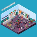 Clothing Store With Mannequins Isometric Composition