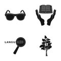 Clothing, training and or web icon in black style. library, Russia icons in set collection.