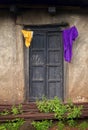 Cloths drying outside house in Nangur Village near Jagdalpur,Chhattisgarh,India