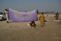Cloths drying at sonpur mela ground