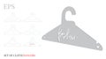 Cloths Hanger Template, Fashion Cloths Hanger. Vector with die cut / laser cut layers. White, clear, blank, isolated Cloths Hanger