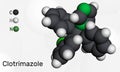 Clotrimazole drug molecule. It is imidazole antimycotic, antifungal agent. Used in treatment of skin, oral, vaginal candida Royalty Free Stock Photo