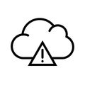 Cloud computing caution line icon