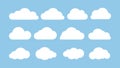 Cloud. Abstract white cloudy set isolated on blue background. Vector illustration