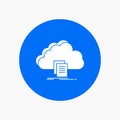 cloud, access, document, file, download White Glyph Icon in Circle. Vector Button illustration Royalty Free Stock Photo