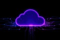 Cloud AI network. Connected system. Artificial intelligence, data technology, global. Digital network, cloud computing