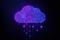 Cloud AI network. Connected system. Artificial intelligence, data technology, global. Digital network, cloud computing