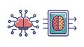 Cloud AI Neural Network: Connected Intelligence, vector design Generative AI Royalty Free Stock Photo