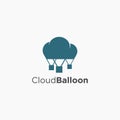 Cloud and air balloon logo icon, air journey logo icon vector template