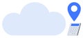 Cloud Technology with Location Pin and Calculator Representing Data Analysis and Accessibility Royalty Free Stock Photo