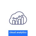 cloud analytics line icon on white Royalty Free Stock Photo