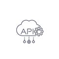 Cloud API, software integration line icon