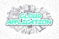 Cloud Application - Cartoon Green Text. Business Concept.