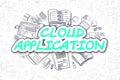 Cloud Application - Cartoon Green Text. Business Concept.