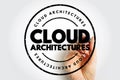 CLOUD ARCHITECTURES stamp-style circular badge with a hand holding a marker, distressed outer ring, representing modern computing Royalty Free Stock Photo