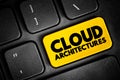 Cloud architectures - way technology components combine to build a cloud, text concept button on keyboard Royalty Free Stock Photo