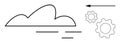 Cloud with Arrow and Cogwheels Representing Technology and Data Processing Workflows Royalty Free Stock Photo