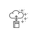 Cloud, arrows, book icon. Simple line, outline vector of online educationa icons for ui and ux, website or mobile application