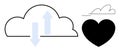 Cloud with Arrows Representing Data Transfer and Heart Icon for Emotional Connection Royalty Free Stock Photo