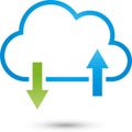 Cloud and arrows, IT services and Internet logo