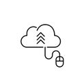 Cloud with arrows up and computer mouse connected to it. File upload. Data transfer to online storage. Growth Royalty Free Stock Photo