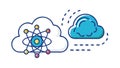 Cloud with Atom, Quantum Computing and Scientific Research, vector design Generative AI Royalty Free Stock Photo