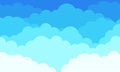 Cloud background, cartoon blue sky with white clouds pattern. Vector abstract flat graphic design background Royalty Free Stock Photo