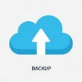 Cloud backup icon with upward arrow symbolizing data storage and retrieval process Royalty Free Stock Photo