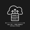 Cloud backup pixel perfect white linear icon for dark theme Royalty Free Stock Photo